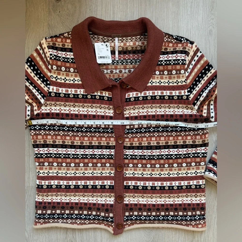 NWT FREE PEOPLE Oak and Pine Brown Black Women's Cardigan Sweater Size XL